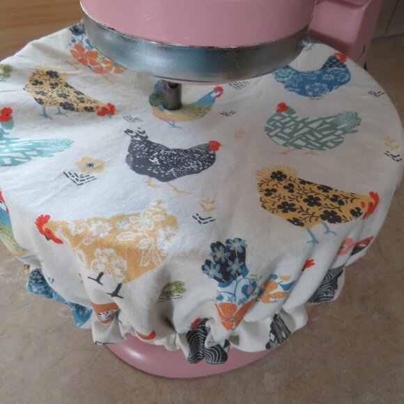 Kitchenaid Bowl Cover, Reversible Fall Patchwork and Chicken Mixer Cover - Picture 2 of 6